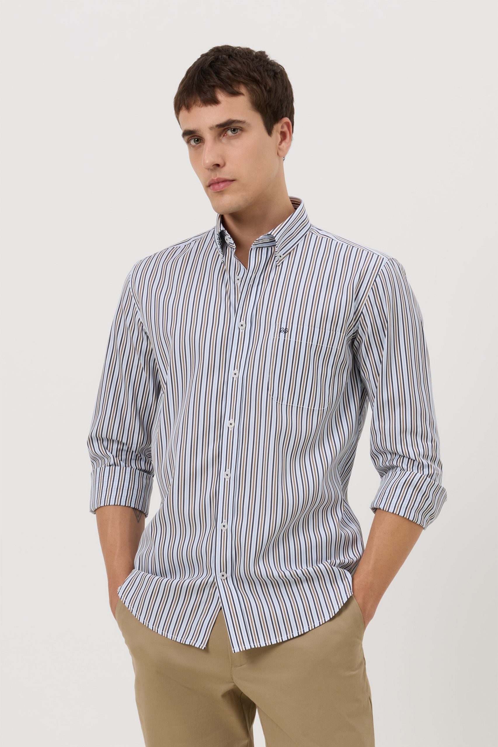 Camisa de rayas en popelina regular fit
