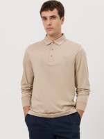 Polo de manga comprida regular fit bege