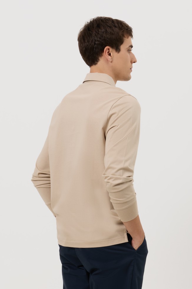 Polo de manga comprida regular fit bege Polo de manga comprida regular fit bege