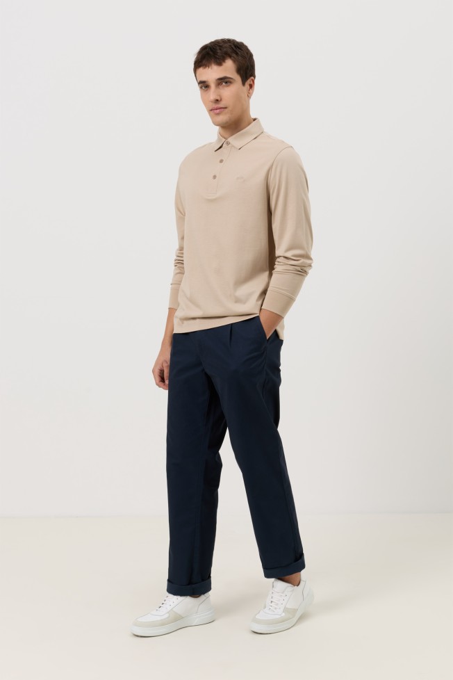Polo de manga comprida regular fit bege Polo de manga comprida regular fit bege