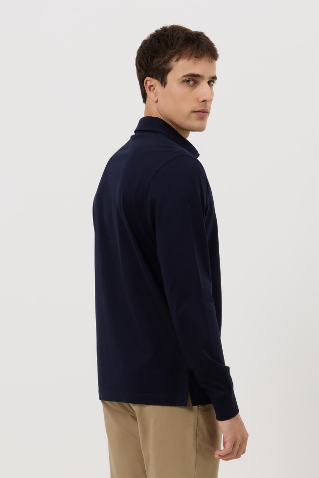 Polo de manga comprida azul-marinho Polo de manga comprida azul-marinho