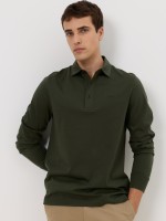 Polo de manga comprida regular fit caqui