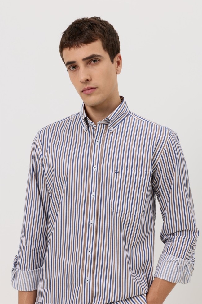 Camisa �s riscas regular fit