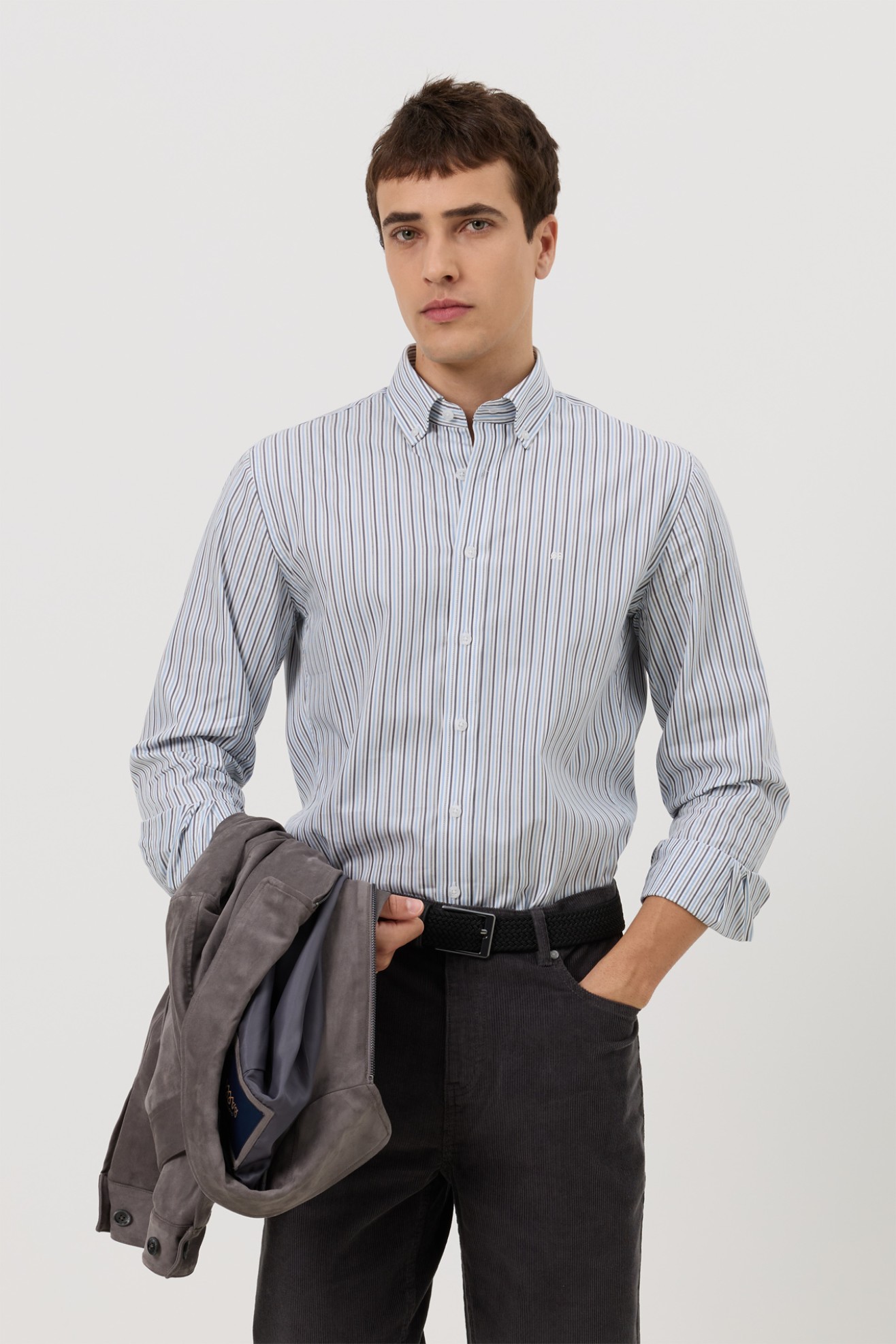 Camisa �s riscas slim fit