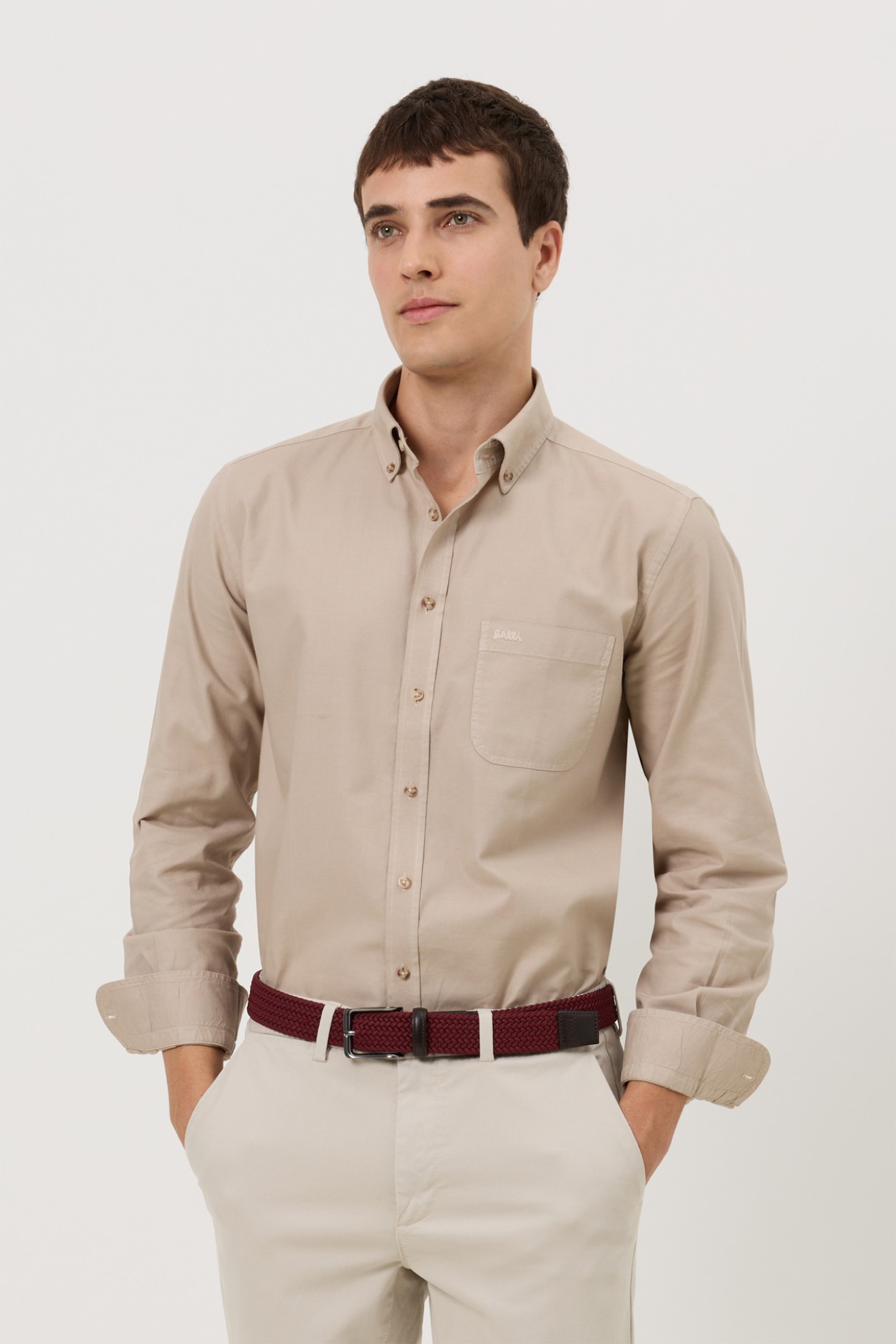 Camisa regular fit em algod�o