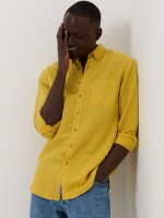 Camisa em linho e algod�o regular fit