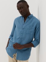Camisa em linho e algod�o regular fit