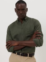 Camisa em linho e algod�o regular fit