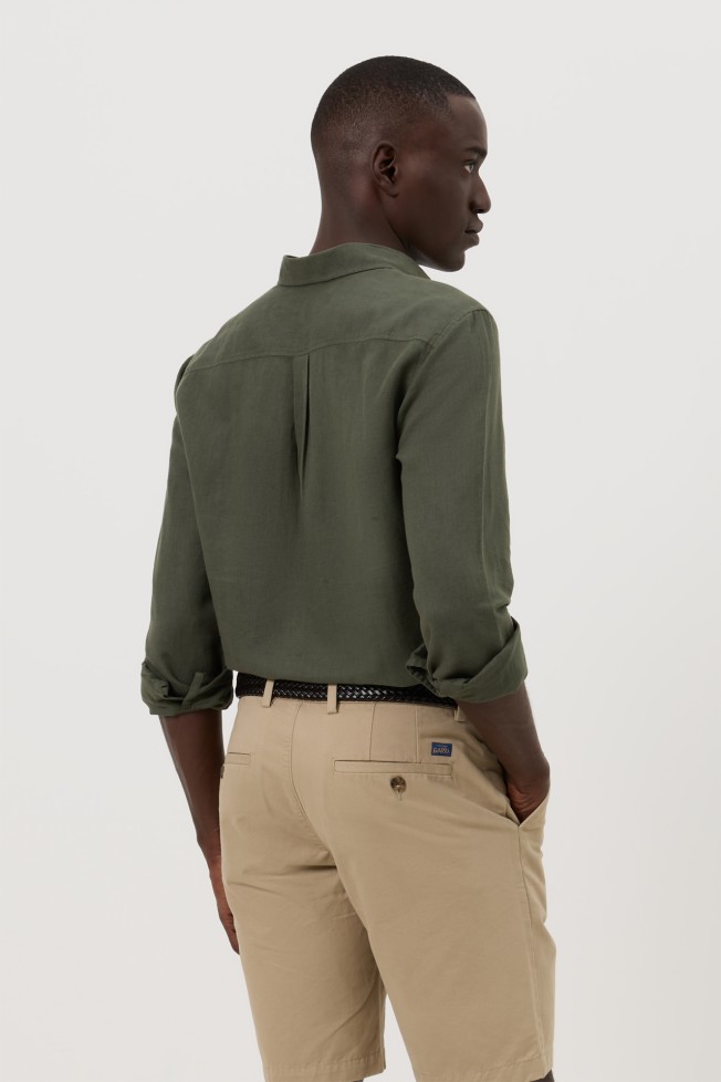 Camisa em linho e algod�o regular fit