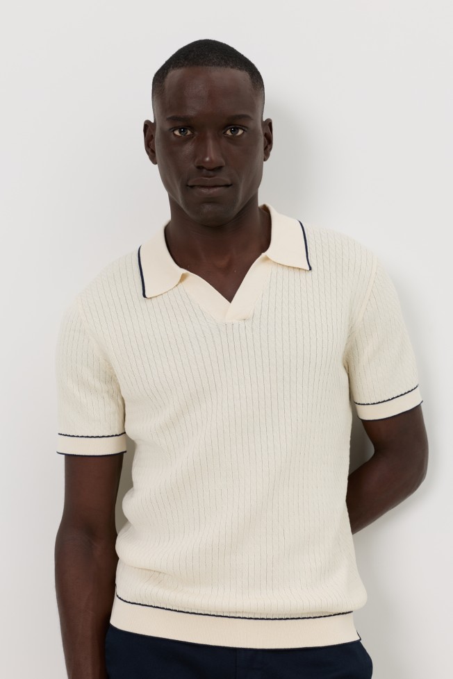 Polo de malha tricotada em algod�o