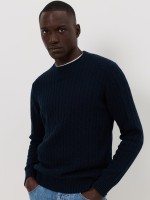 Camisola de malha tricotada azul-marinho