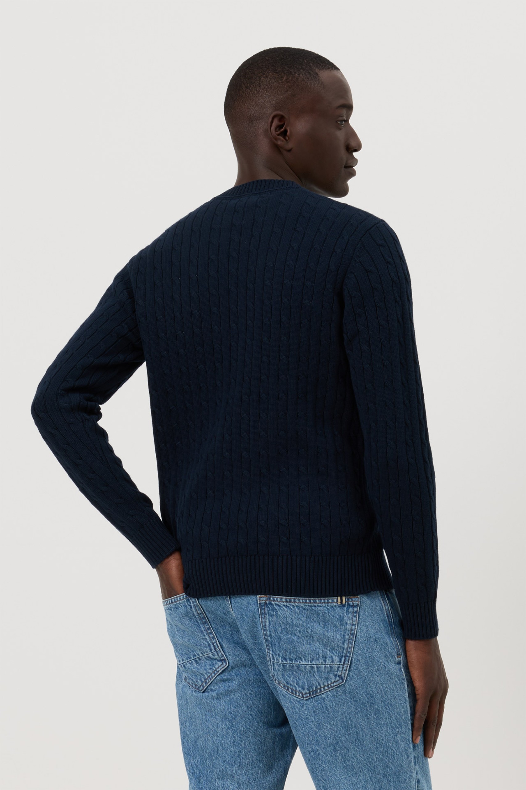Jersey de punto azul marino