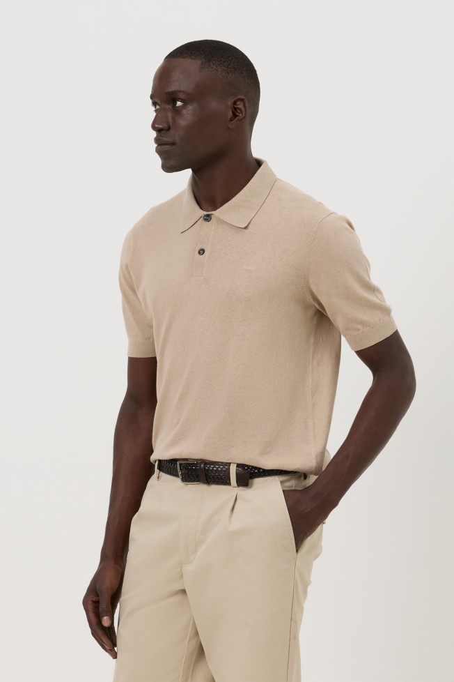 Polo tricotado em linho e algod�o
