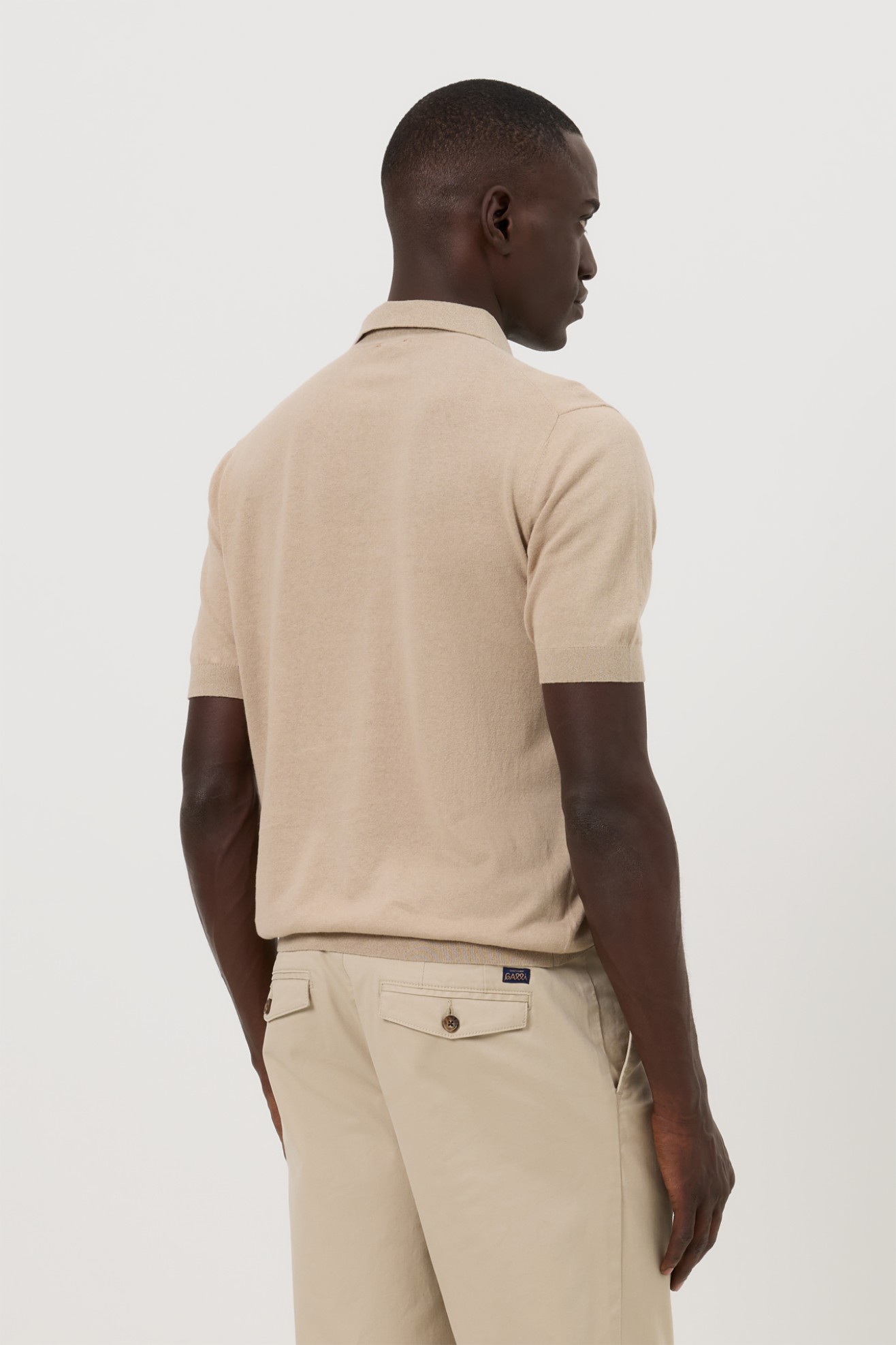 Polo tricotado em linho e algod�o