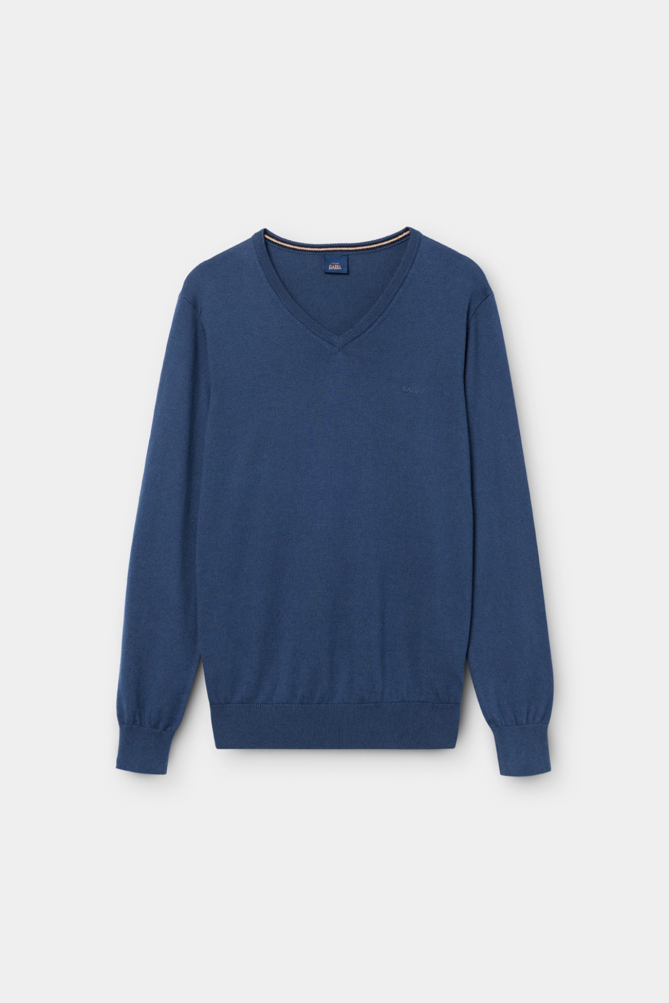 Camisola com decote em V azul-marinho