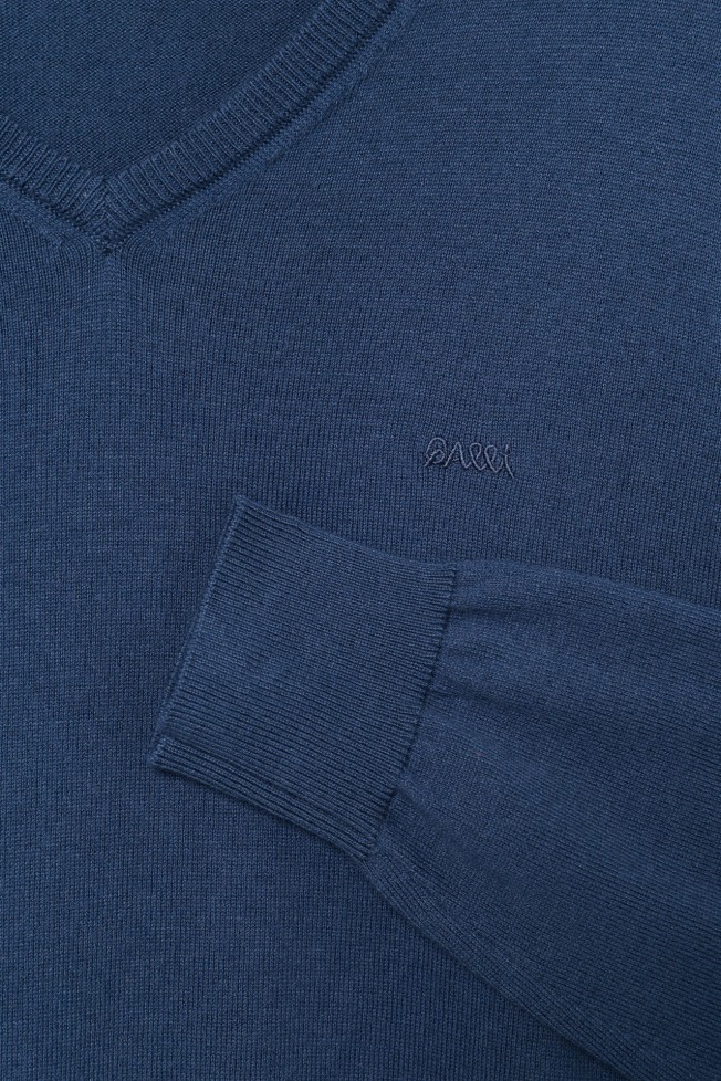 Camisola com decote em V azul-marinho Camisola com decote em V azul-marinho