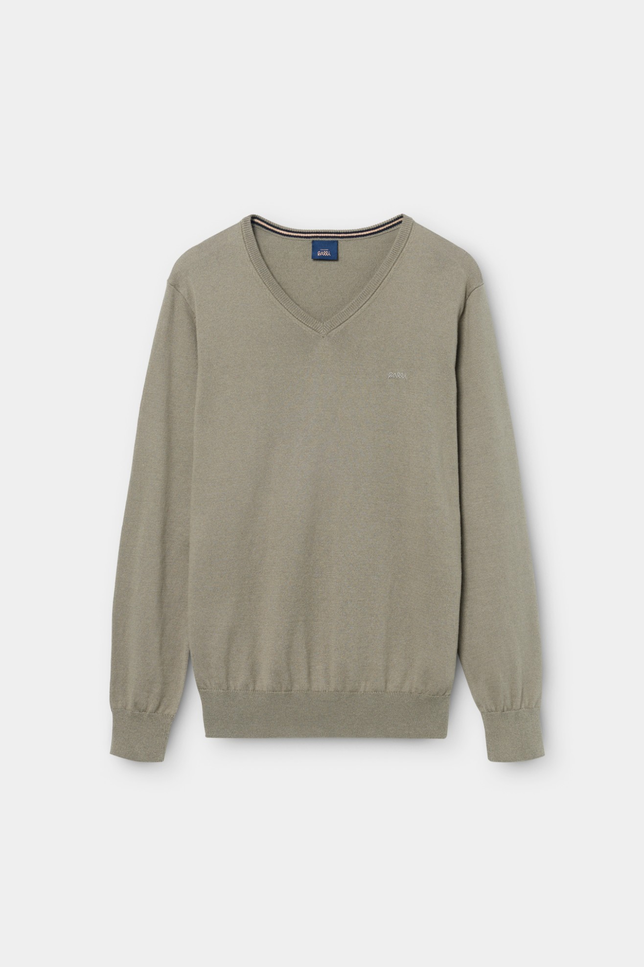 Camisola com decote em V caqui