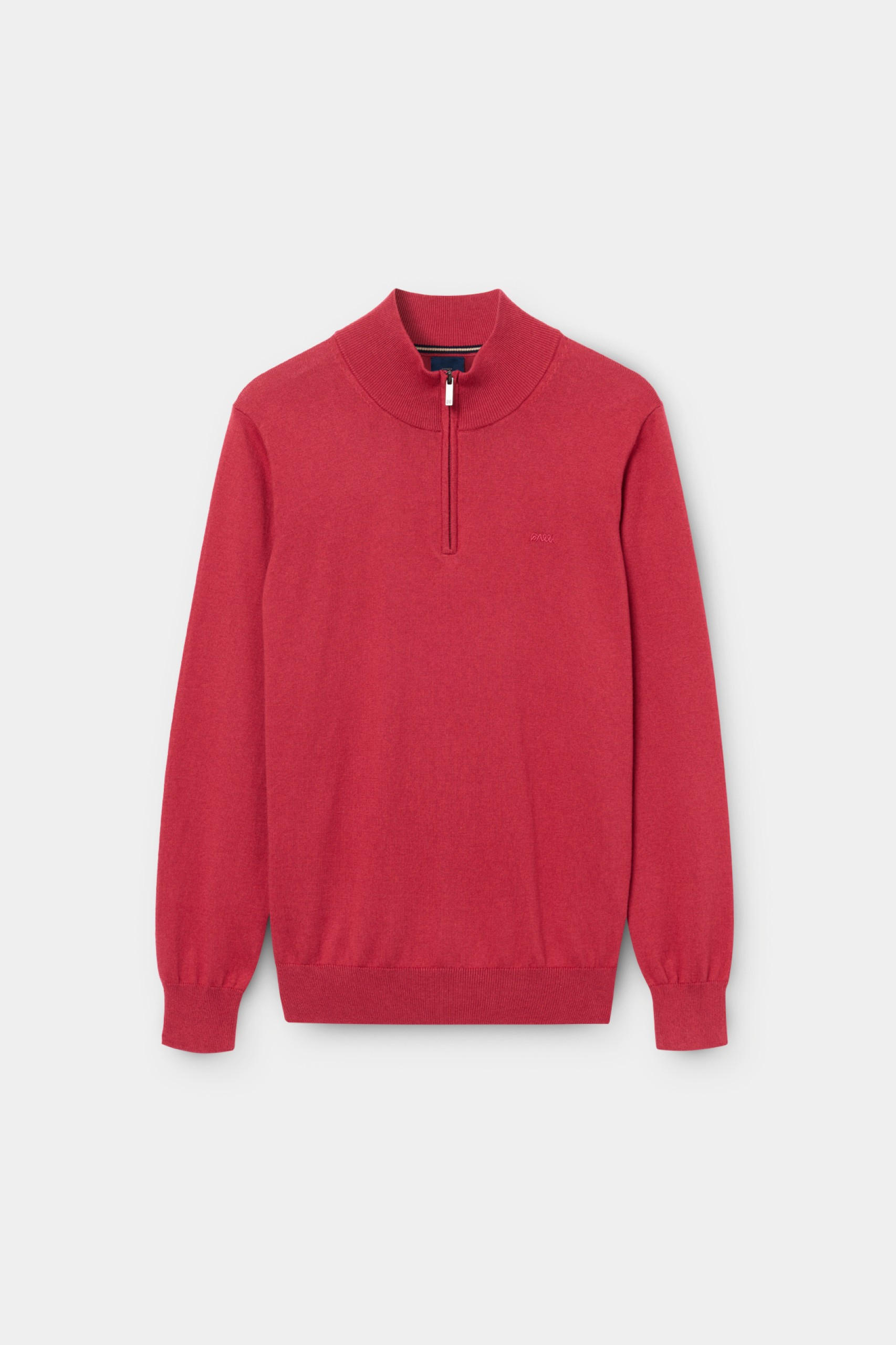 Jersey rojo de cuello alto con cierre de cremallera