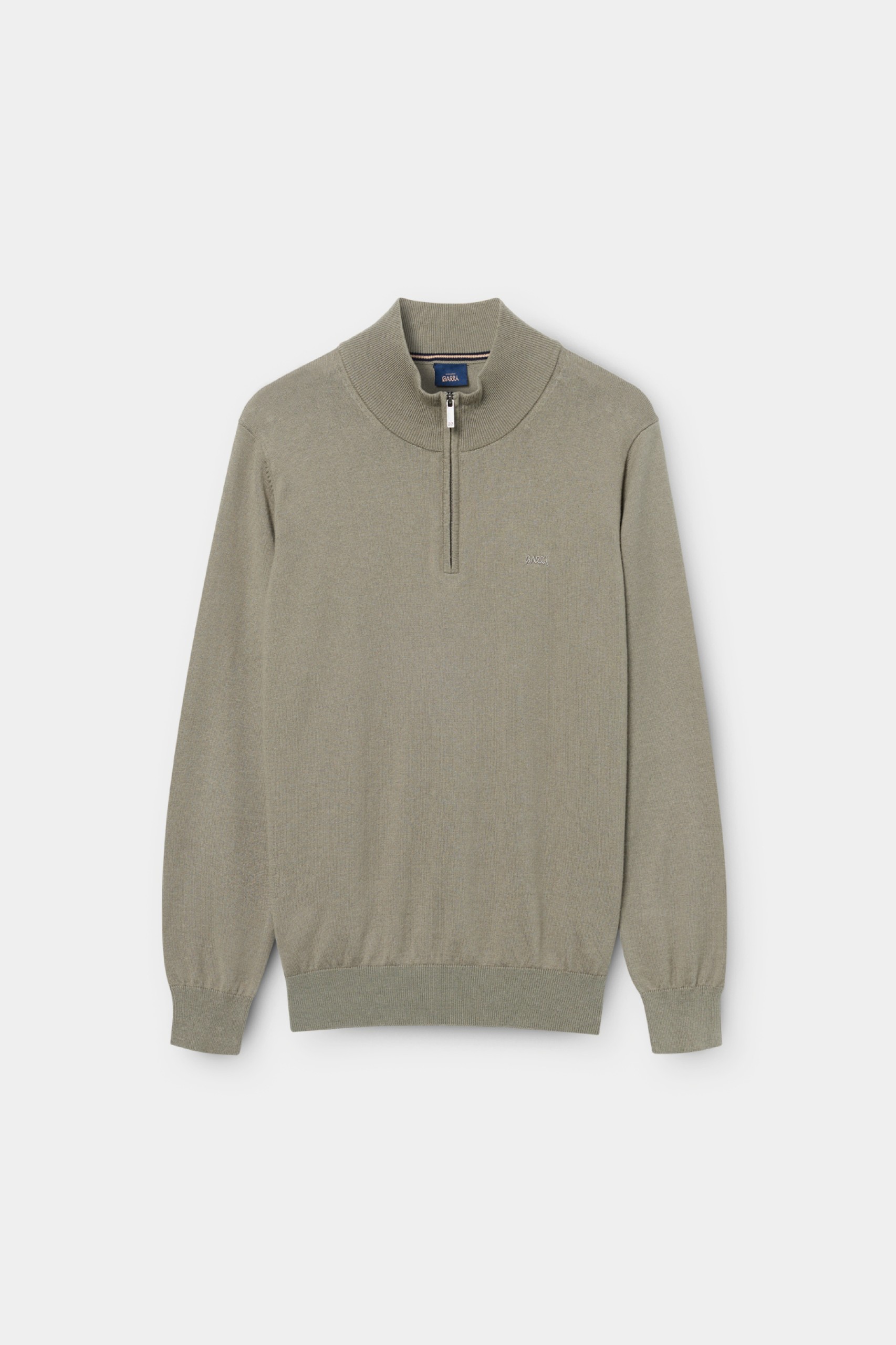 Jersey de cuello alto caqui con cremallera