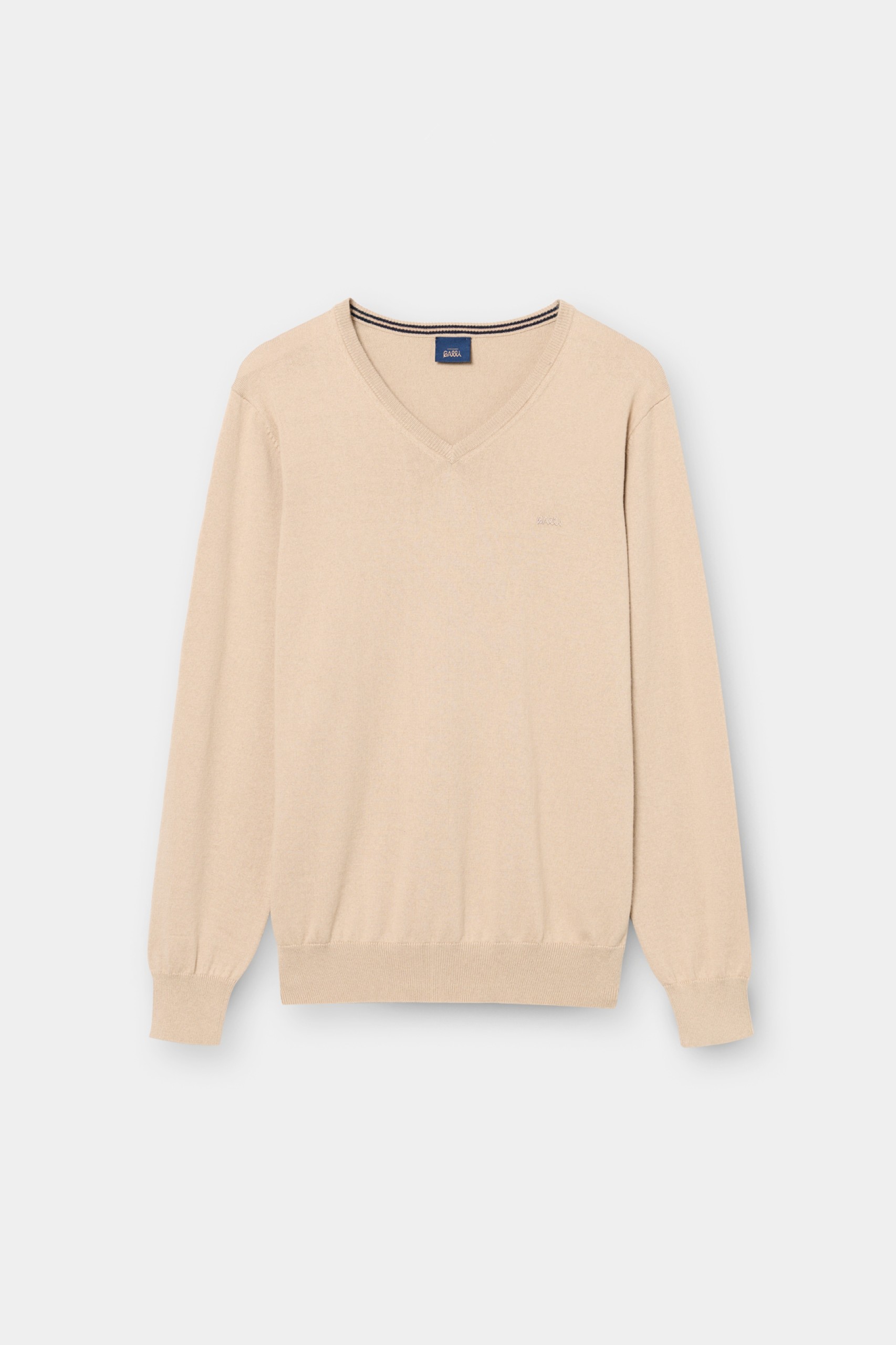 Jersey beige con cuello en V