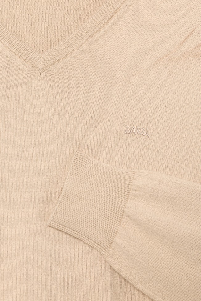 Camisola com decote em V bege