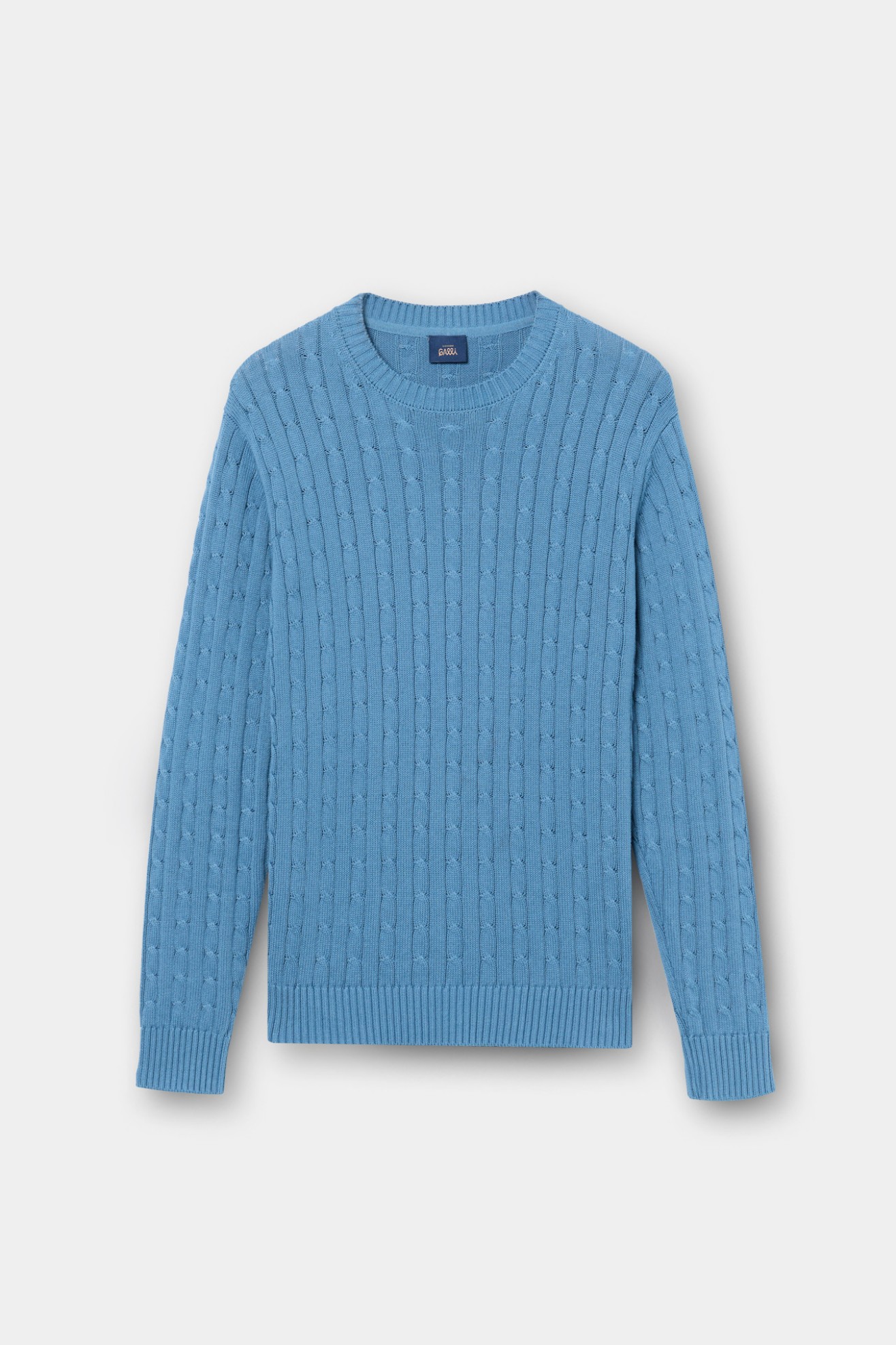 Camisola de malha tricotada azul acizentado