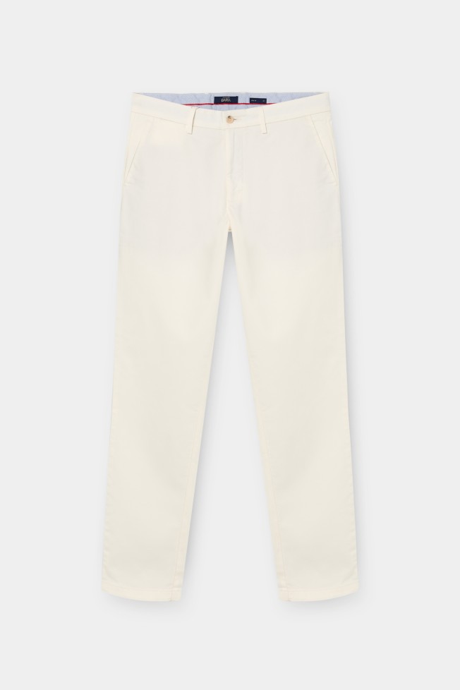Cal�as chino slim fit em algod�o