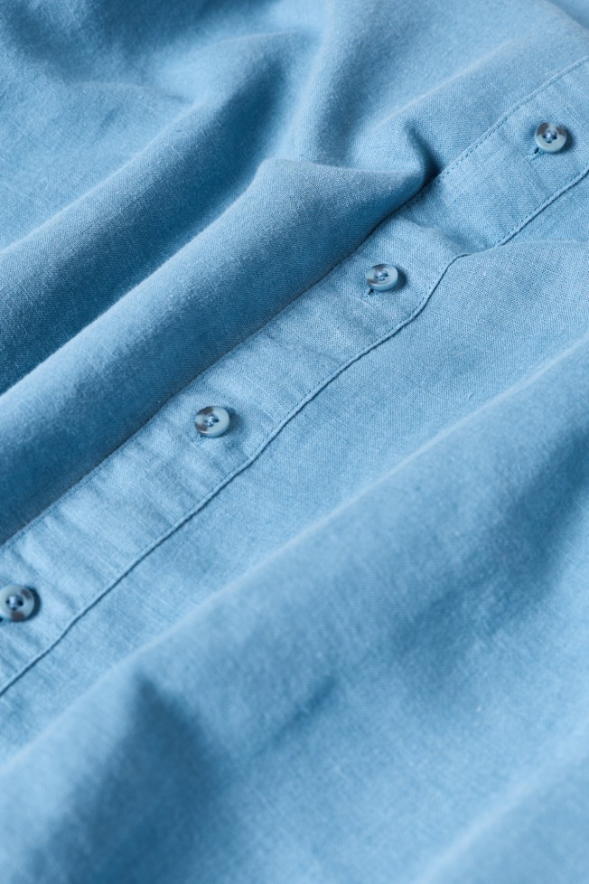 Camisa em linho e algod�o regular fit