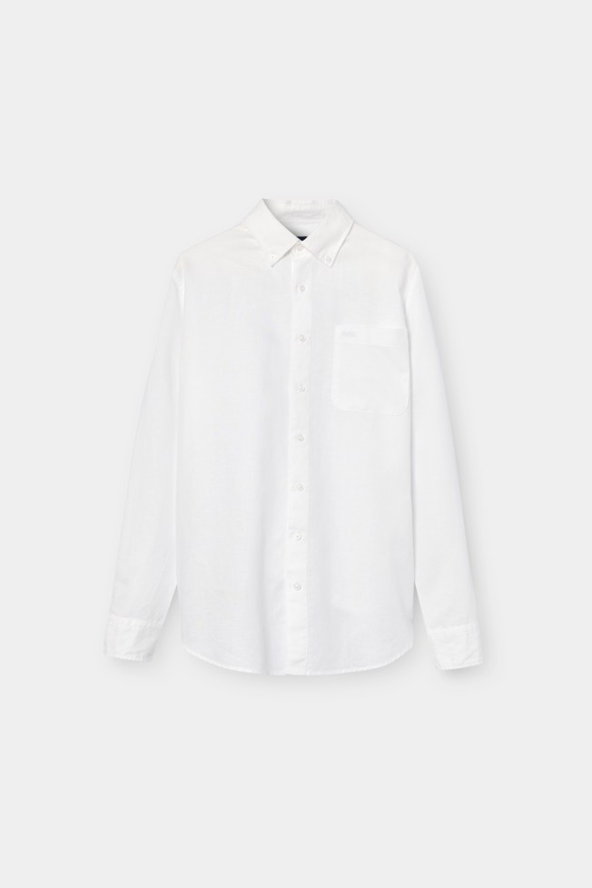 Camisa regular fit em linho e algod�o