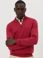 Jersey rojo de cuello alto con cierre de cremallera