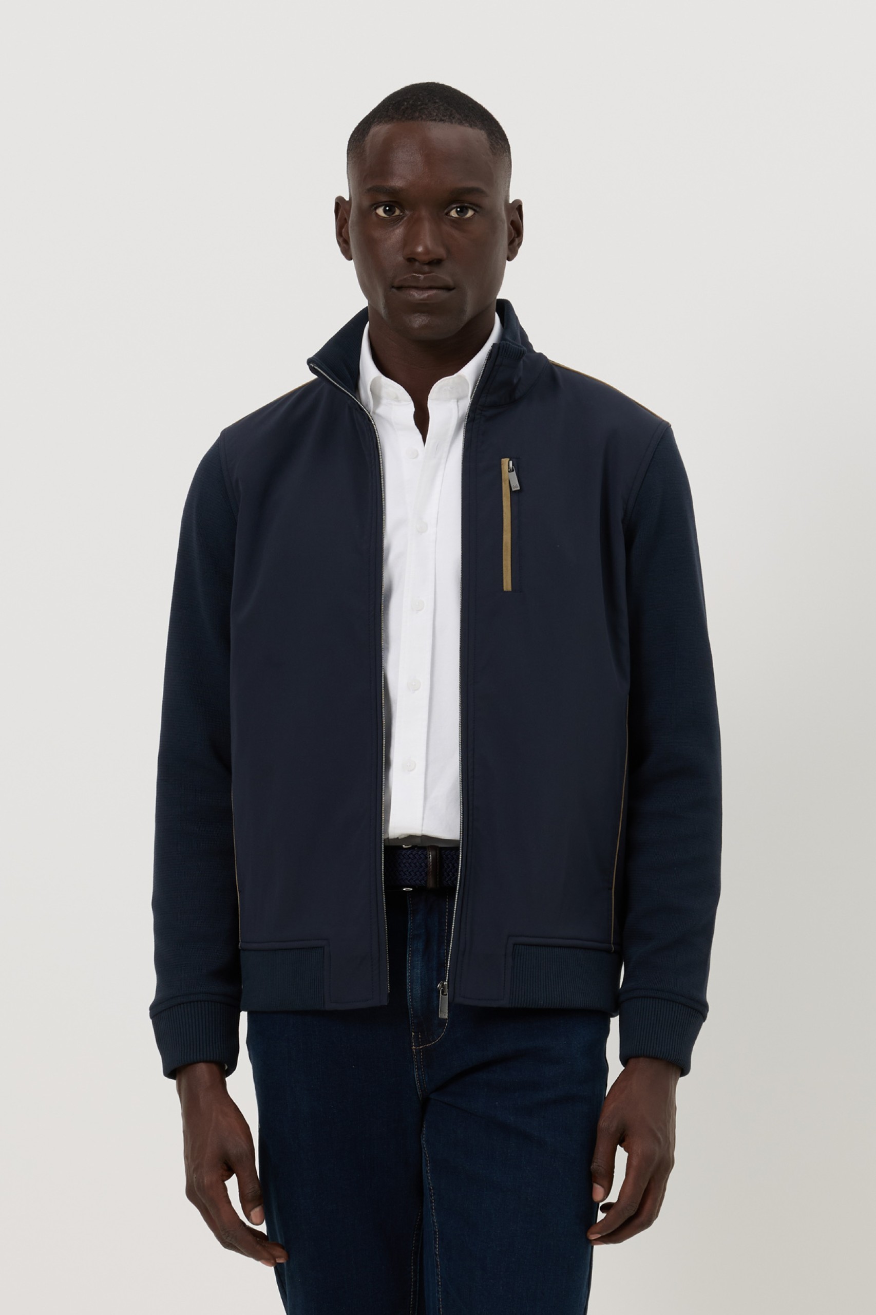 Chaqueta con detalles de ante
