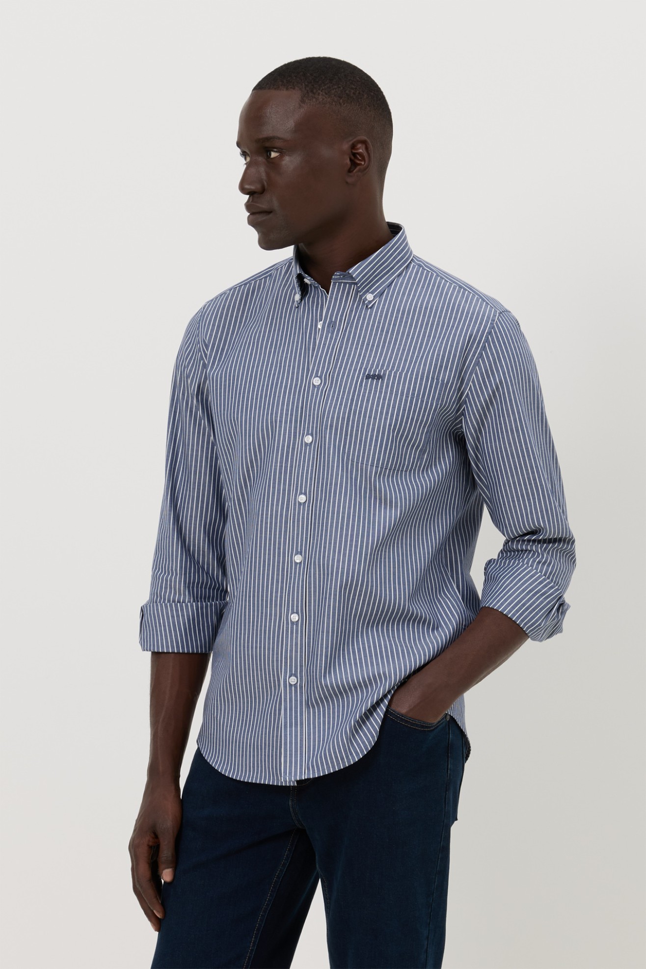 Camisa �s riscas regular fit