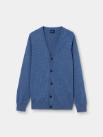 C�rdigan de punto azul con cuello en V
