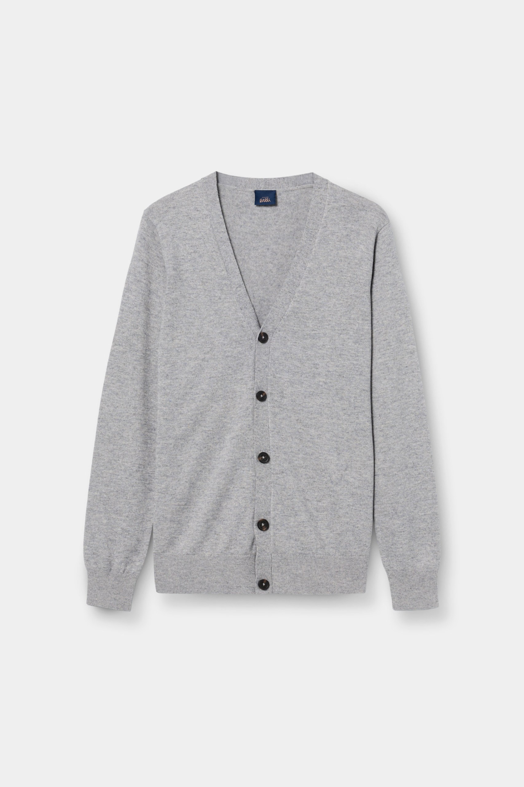 Cárdigan de punto gris con cuello en V