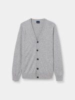 C�rdigan de punto gris con cuello en V