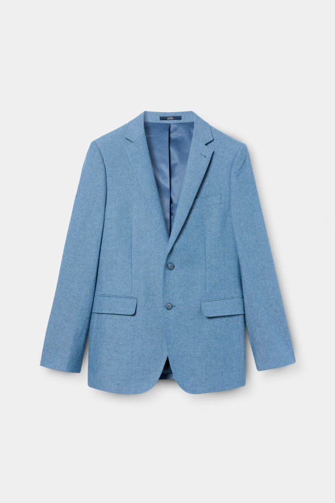Fato cl�ssico em algod�o e linho slim fit