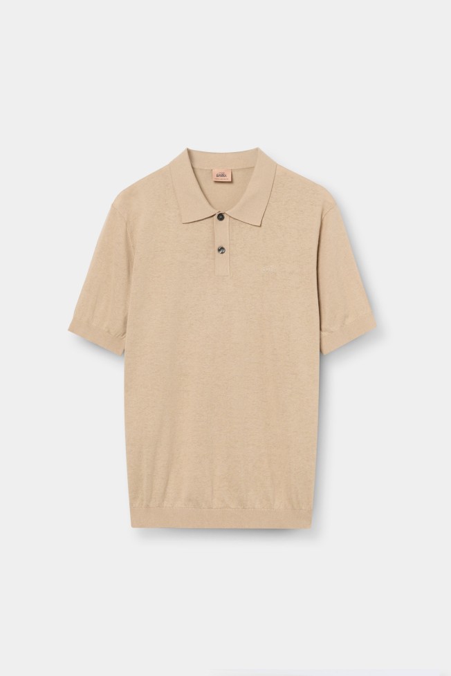 Polo tricotado em linho e algod�o