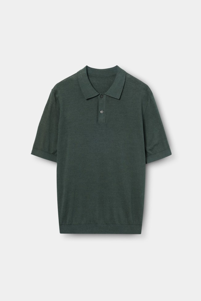 Polo tricotado em linho e algod�o