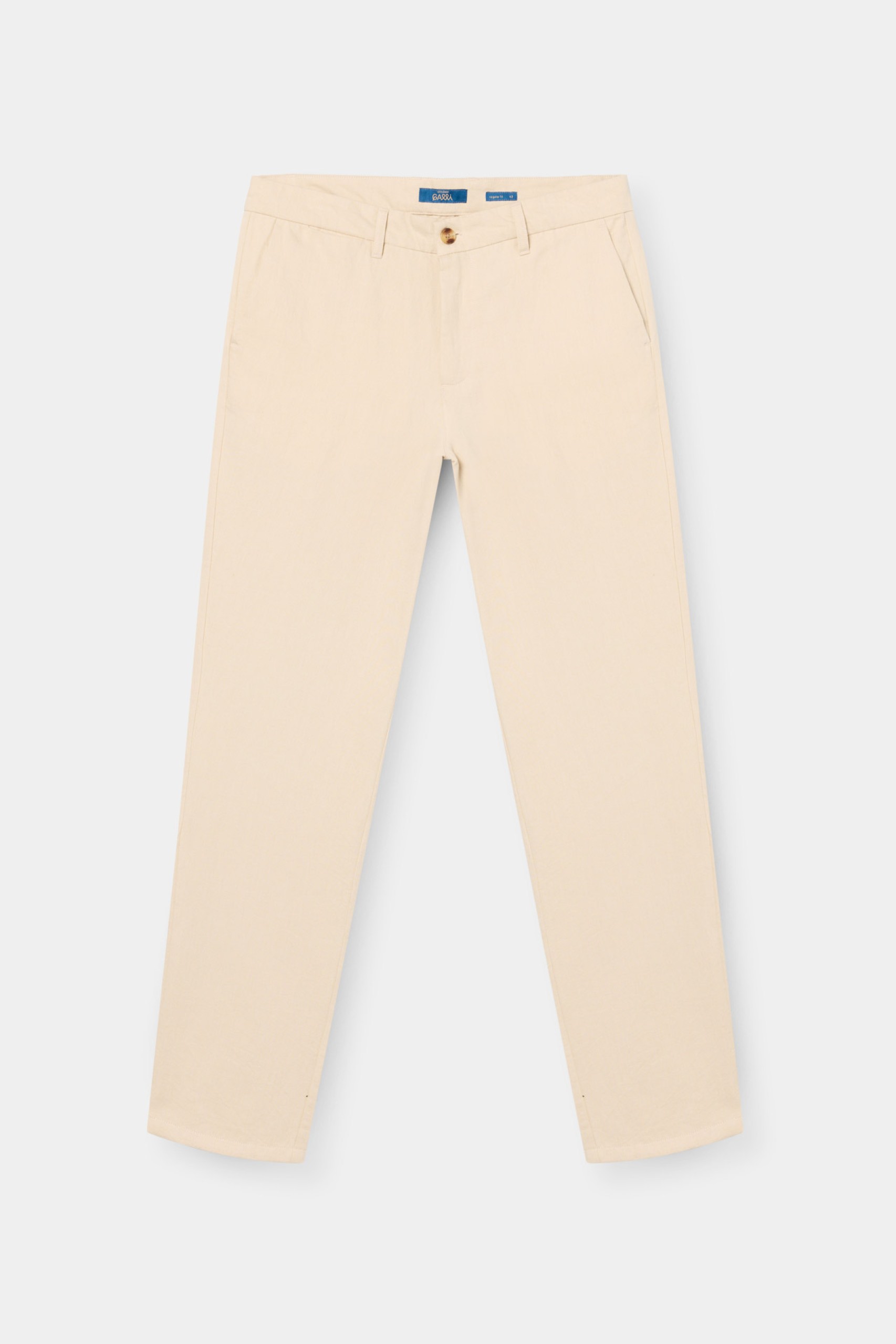 Calças chino regular fit em linho e algodão