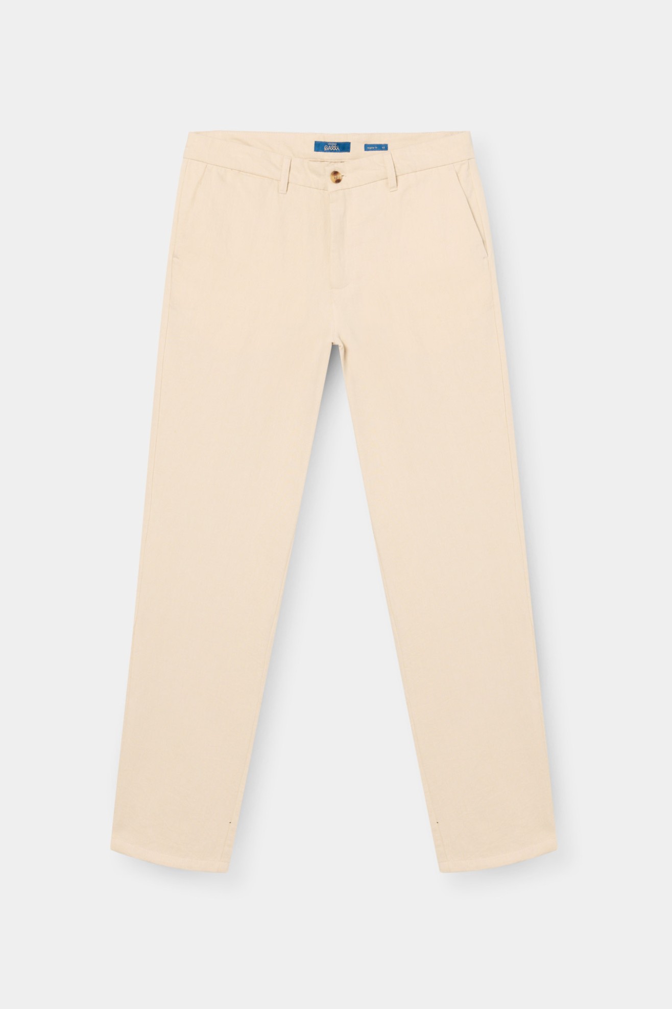 Cal�as chino regular fit em linho e algod�o
