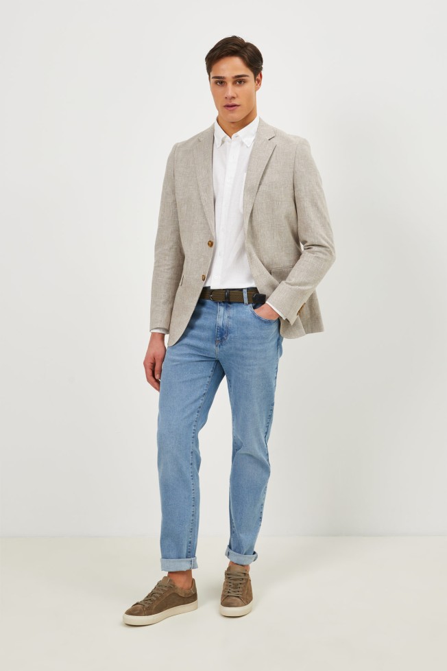 Blazer em linho e algodão slim fit Blazer em linho e algodão slim fit