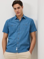 Camisa de ganga manga curta regular fit