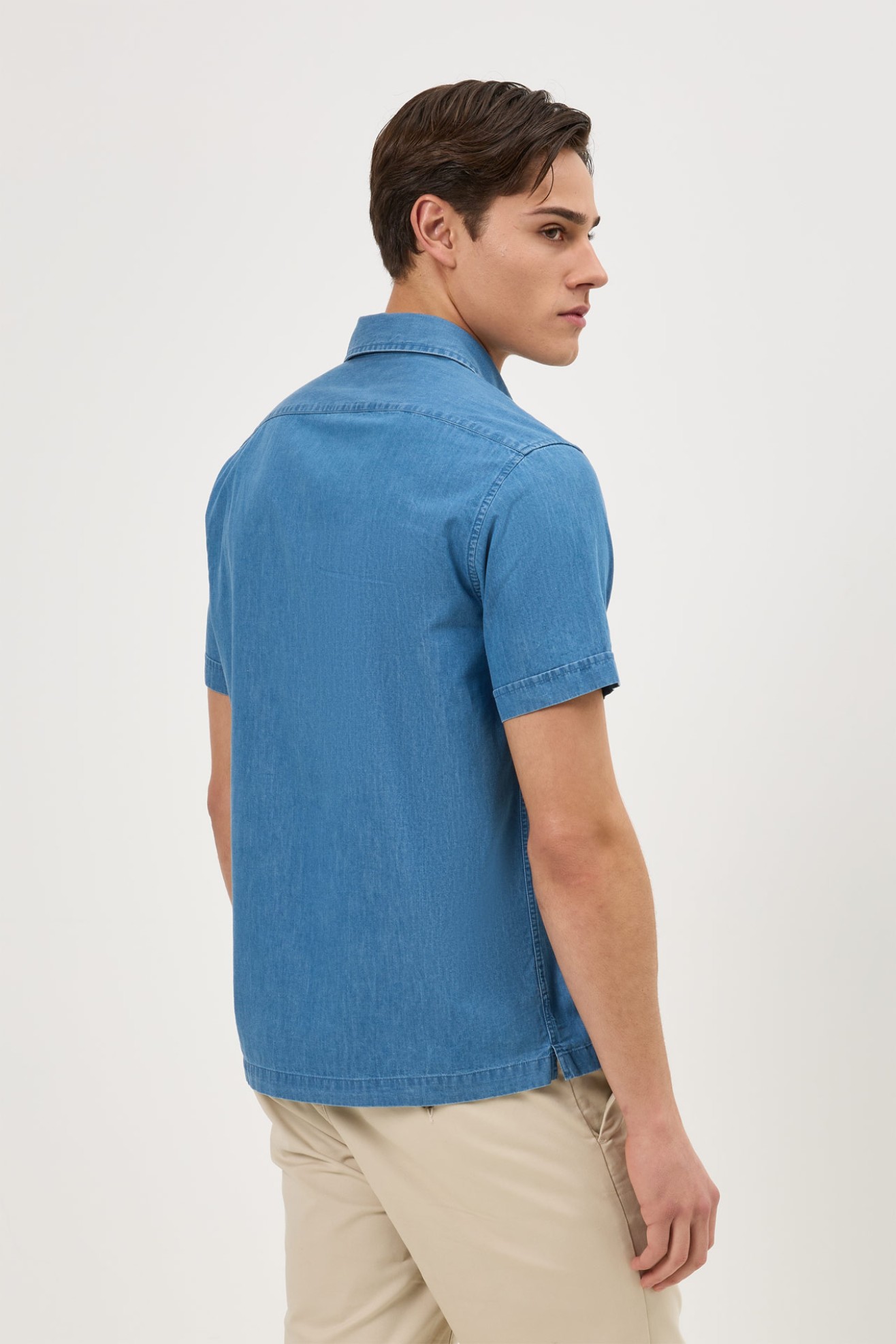 Camisa de ganga manga curta regular fit