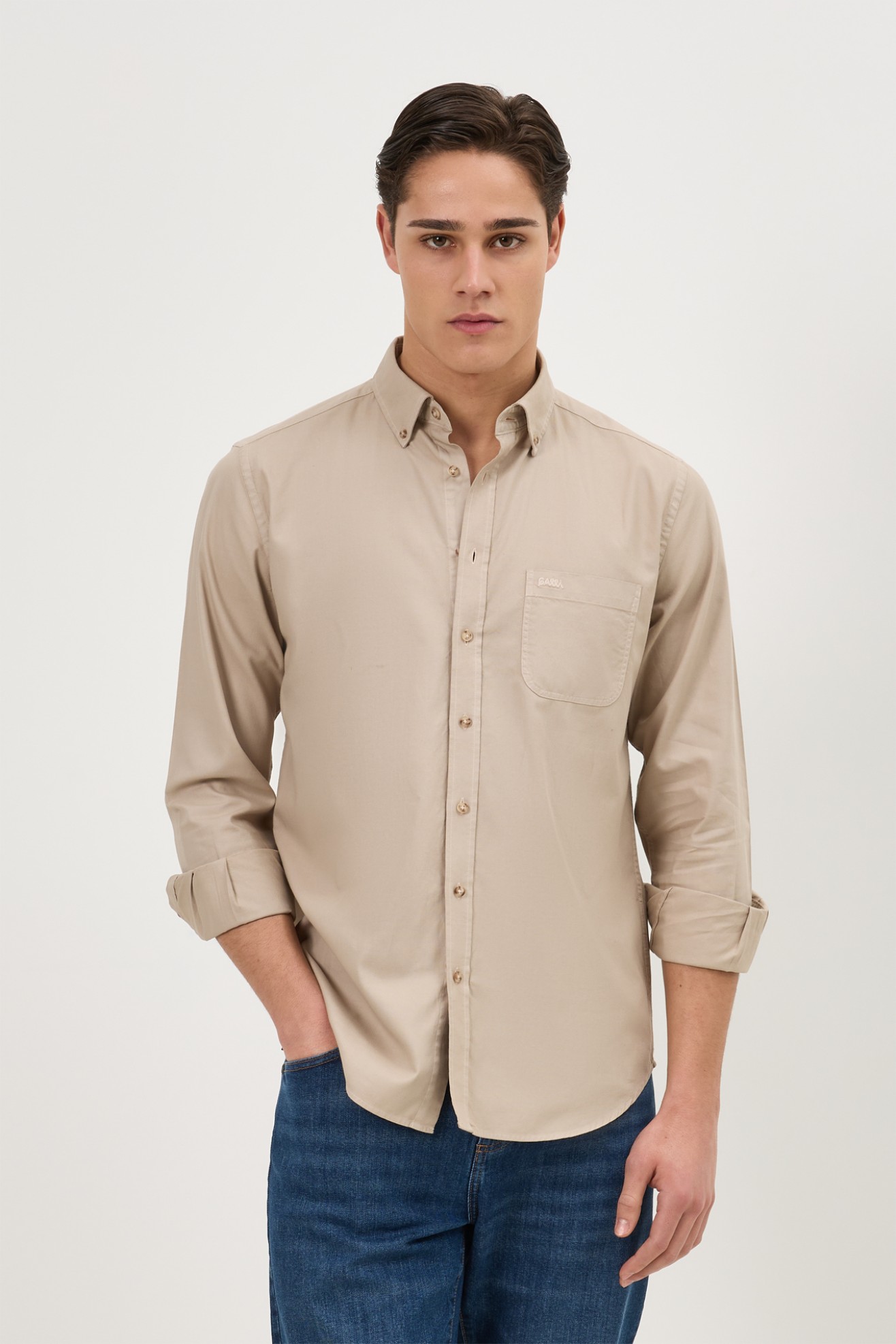 Camisa regular fit em algod�o