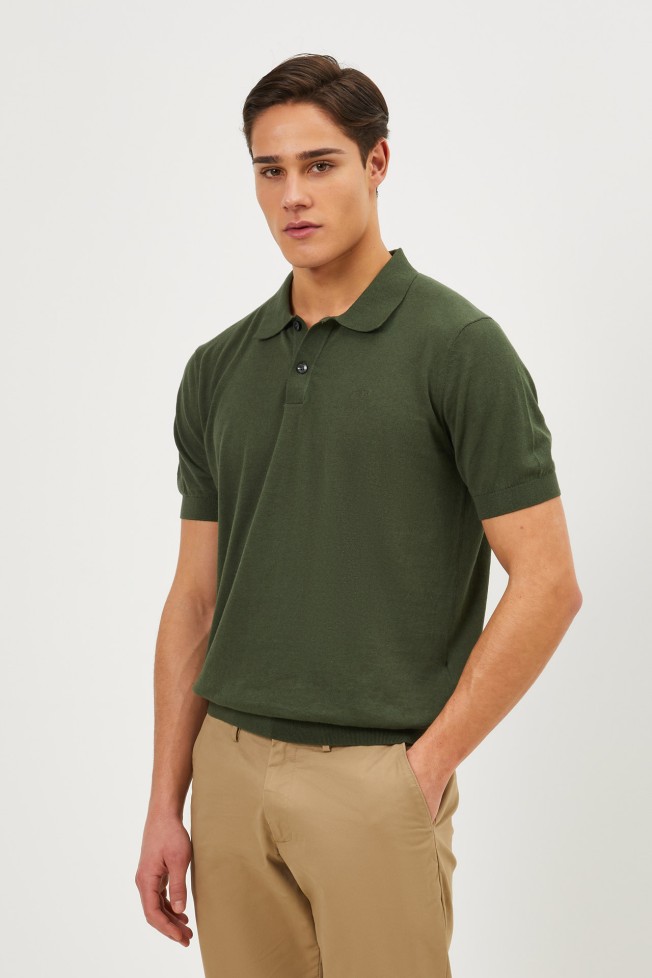 Polo tricotado em linho e algod�o