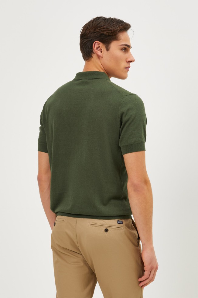 Polo tricotado em linho e algod�o