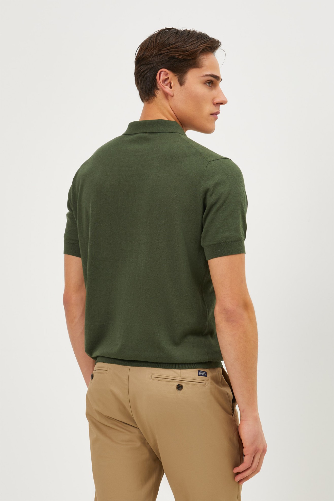 Polo tricotado em linho e algod�o