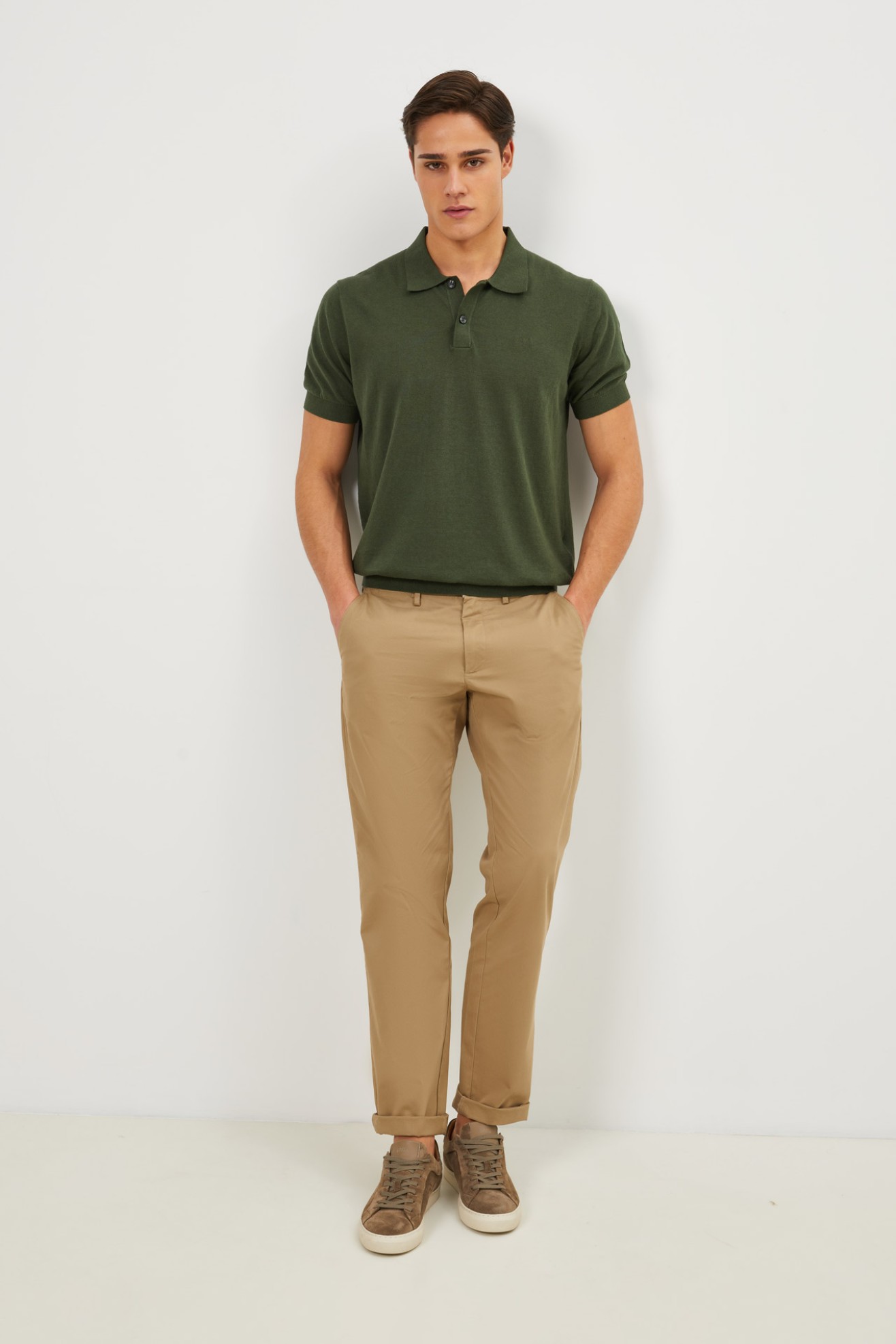 Polo tricotado em linho e algod�o