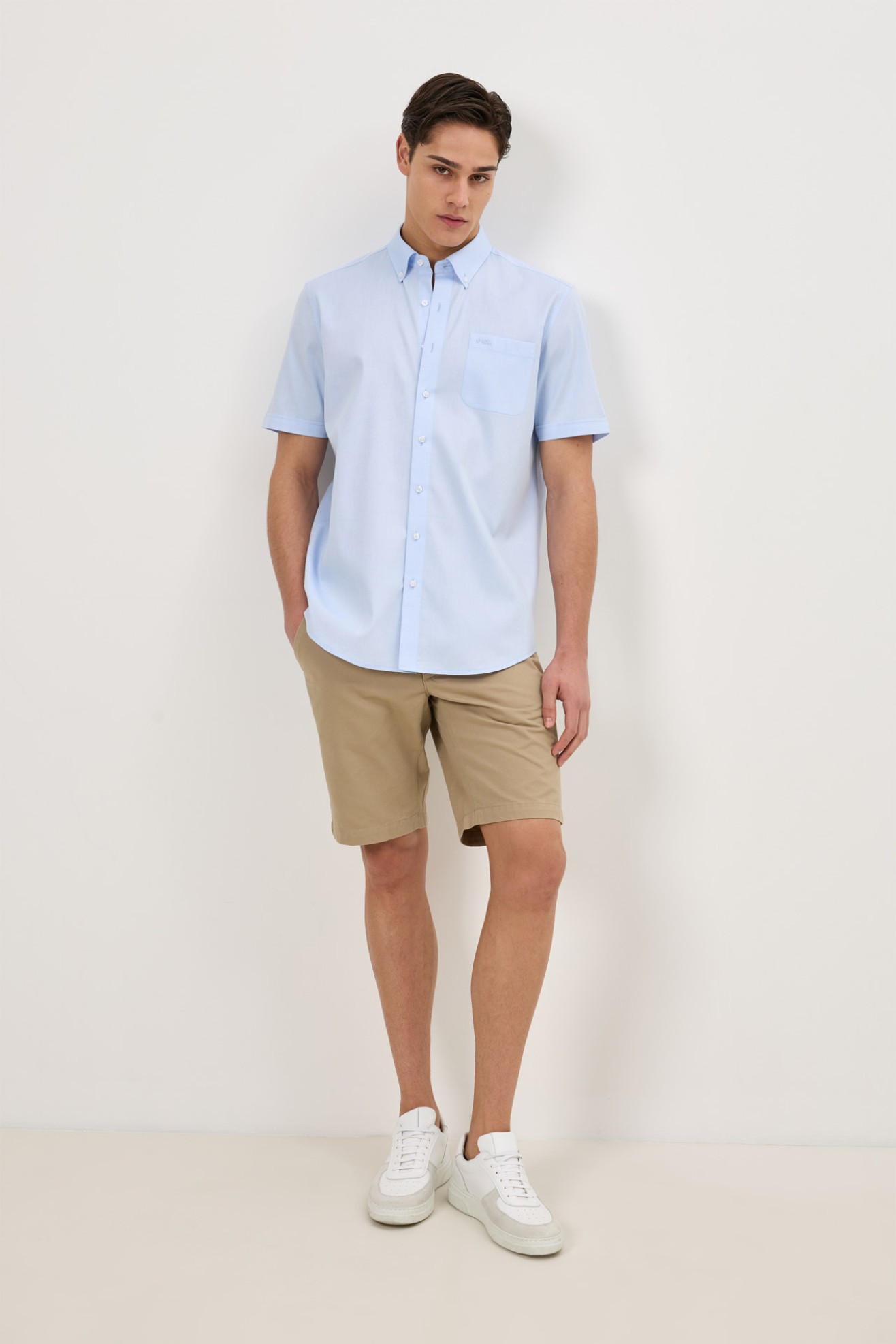 Camisa oxford de manga curta regular fit