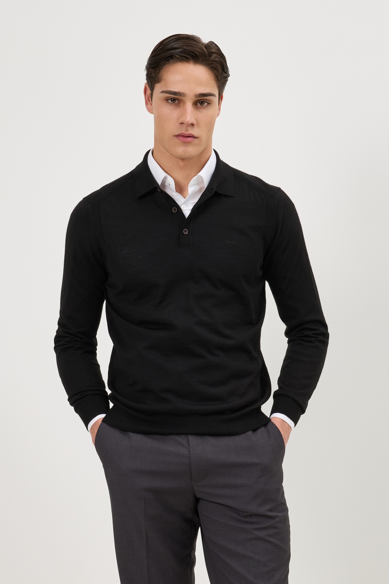 Polo de punto de lana merino